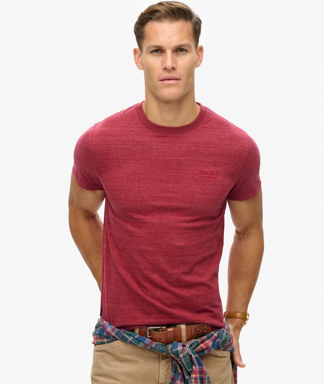 Superdry Cotton Essential Logo Embroidered T-Shirt - Berry Red Marl