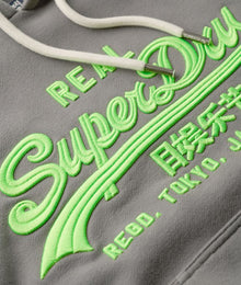 Superdry Unisex Neon Vintage Logo Embroidered Graphic Hoodie - Mid Grey