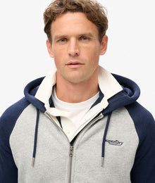 Superdry Essential Baseball Zip Hoodie - Athletic Grey Marl/Rich Navy Marl
