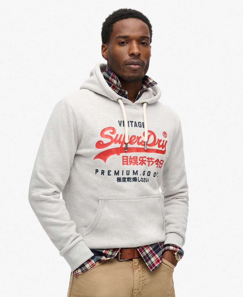 Superdry Duo Vintage Logo Hoodie - Glacier Grey Marl