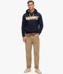 Superdry Retro Stripe Logo Hoodie - Eclipse Navy