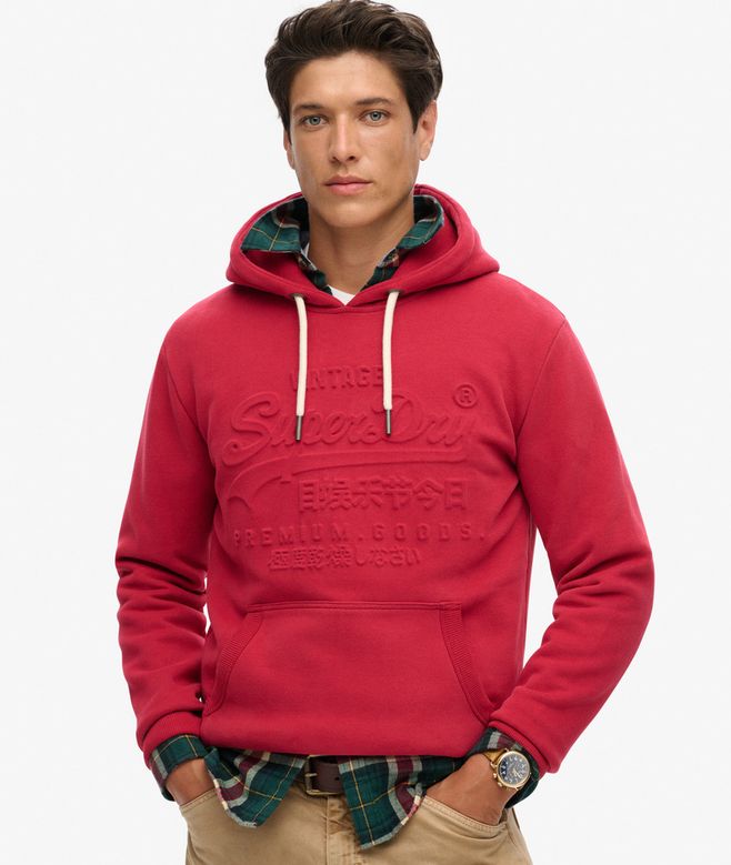 Superdry Embossed Vintage Logo Graphic Hoodie - Garnet Red