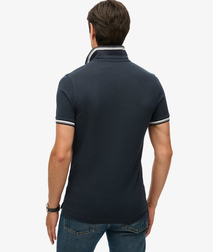 Superdry Sportswear Relaxed Tipped Polo Shirt - Eclipse Navy