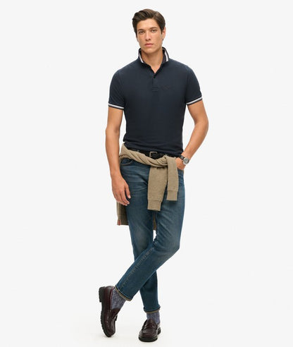 Superdry Sportswear Relaxed Tipped Polo Shirt - Eclipse Navy