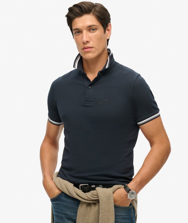 Superdry Sportswear Relaxed Tipped Polo Shirt - Eclipse Navy