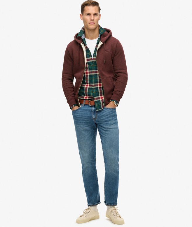 Superdry Essential Logo Full Zip Hoodie - Tawny Port Marl