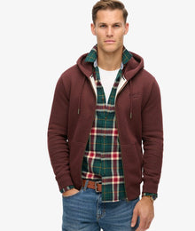 Superdry Essential Logo Full Zip Hoodie - Tawny Port Marl
