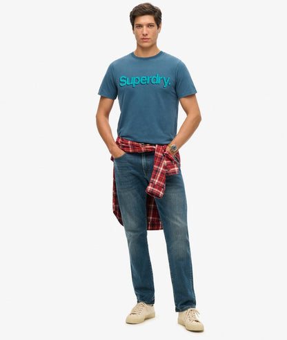 Superdry Classic Core Logo Shadow T-Shirt - Blue Bottle