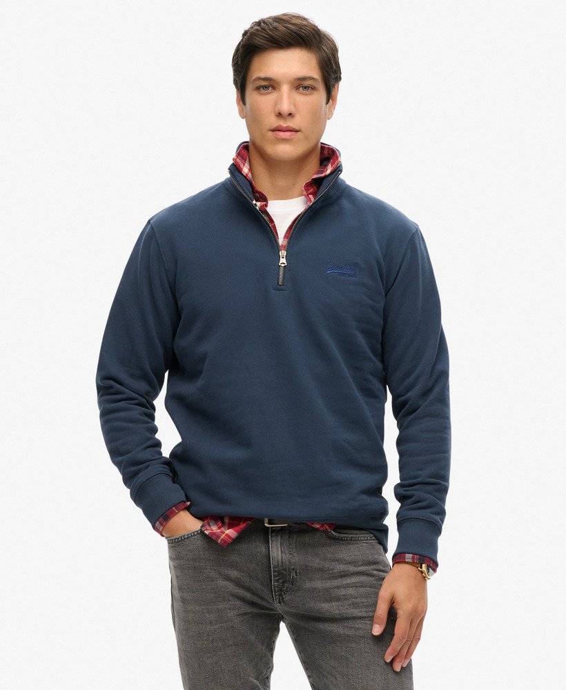 Superdry Essential Logo Half Zip Sweater - Navy