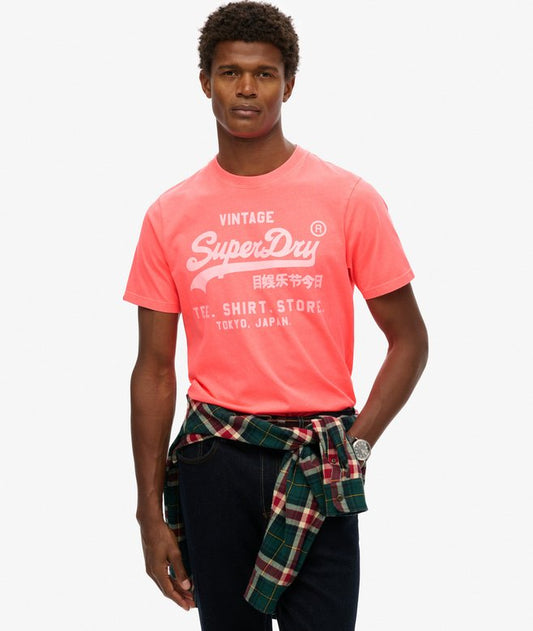 Superdry Vintage Logo Neon Relaxed T-Shirt - Hyper Fire Coral
