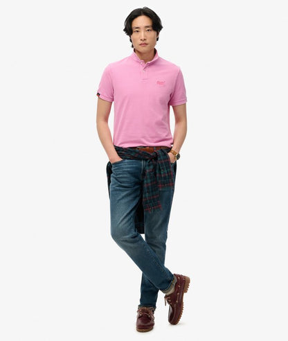 Superdry Vintage Destroy Polo Shirt - Fuchsia Pink
