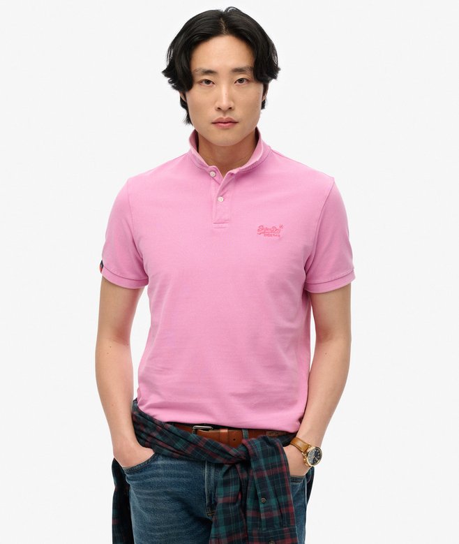 Superdry Vintage Destroy Polo Shirt - Fuchsia Pink