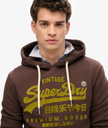 Superdry Vintage Logo Tonal Relaxed Hoodie - Coffee Bean Brown