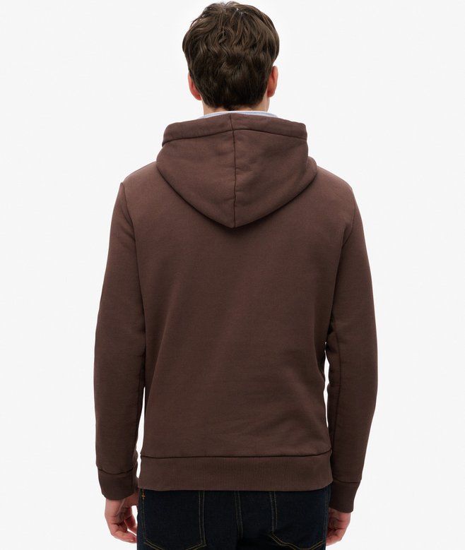 Superdry Vintage Logo Tonal Relaxed Hoodie - Coffee Bean Brown