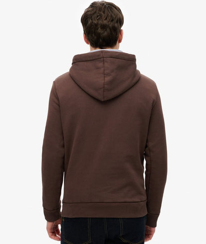 Superdry Vintage Logo Tonal Relaxed Hoodie - Coffee Bean Brown