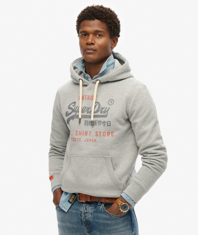 Superdry Vintage Logo Heritage Relaxed Hoodie - College Grey Marl