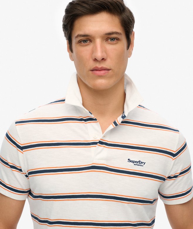 Superdry Lightweight Stripe Jersey Polo Shirt - Brilliant White