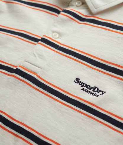 Superdry Lightweight Stripe Jersey Polo Shirt - Brilliant White