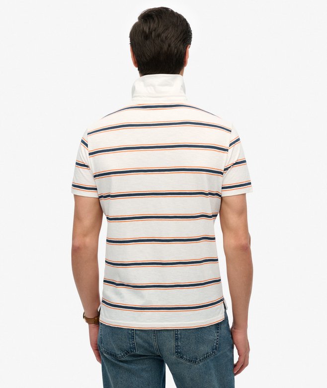 Superdry Lightweight Stripe Jersey Polo Shirt - Brilliant White