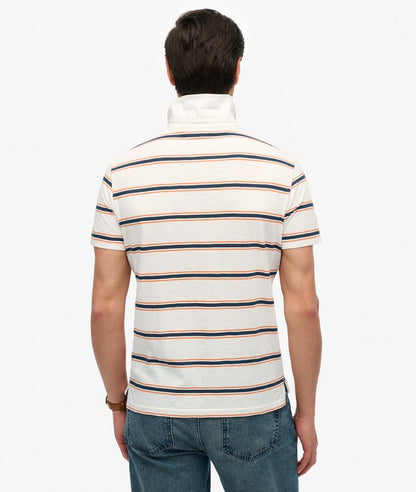 Superdry Lightweight Stripe Jersey Polo Shirt - Brilliant White