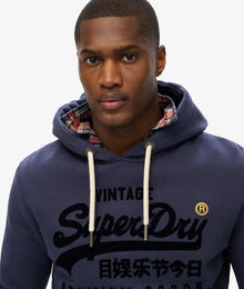 Superdry Vintage Logo Tonal Relaxed Hoodie - Lauren Navy