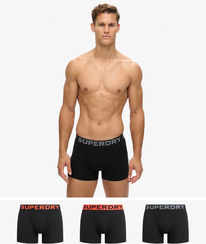 Superdry Boxer Shorts Triple Pack - Black/Orange