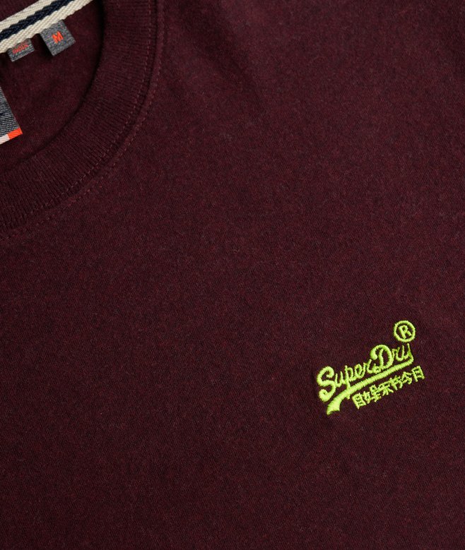 Superdry Cotton Essential Logo Embroidered T-Shirt - Tawny Port Marl/ Fluro Yellow