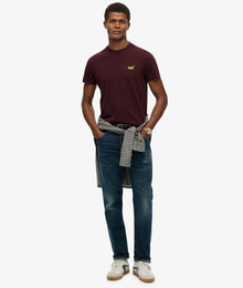 Superdry Cotton Essential Logo Embroidered T-Shirt - Tawny Port Marl/ Fluro Yellow