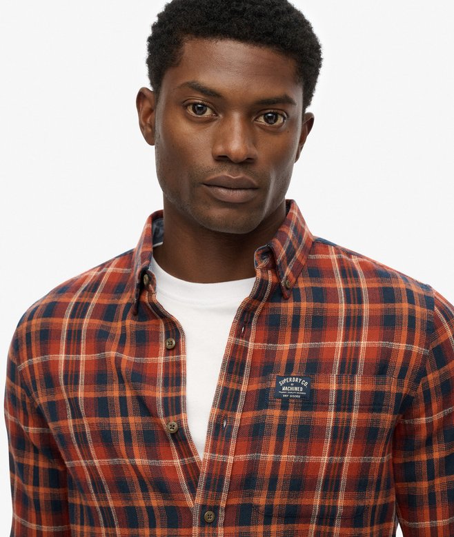 Superdry Long Sleeve Cotton Lumberjack Check Shirt - Logger Check Orange