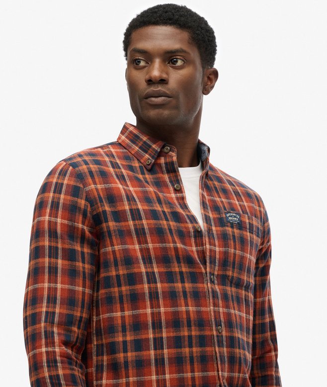 Superdry Long Sleeve Cotton Lumberjack Check Shirt - Logger Check Orange