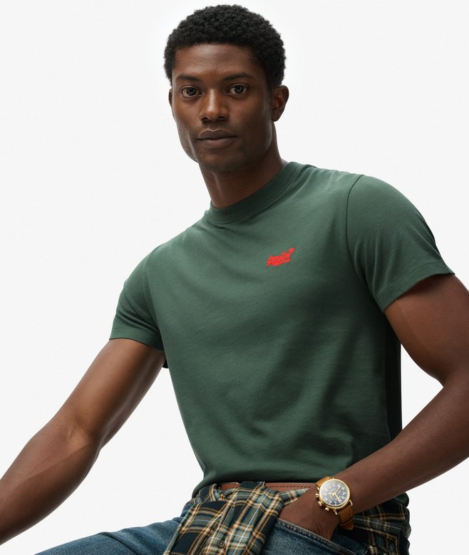 Superdry Cotton Essential Logo Embroidered T-Shirt - Laurel Khaki