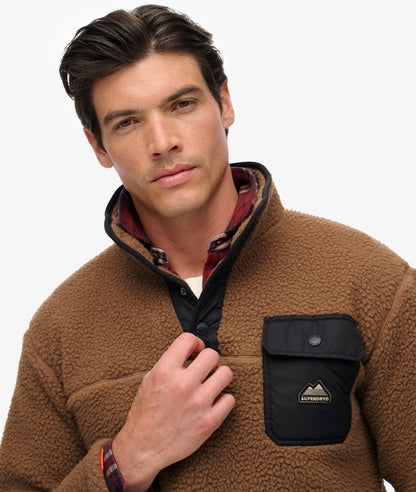 Superdry Fuji Fleece Half Zip Sweatshirt - Pecan Brown