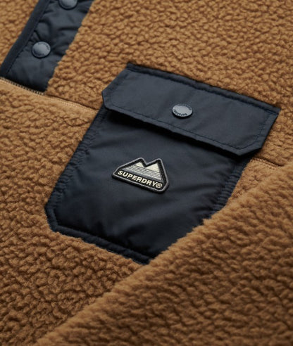 Superdry Fuji Fleece Half Zip Sweatshirt - Pecan Brown