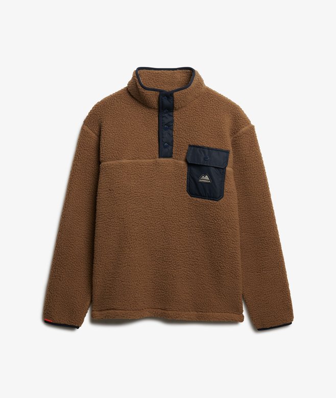 Superdry Fuji Fleece Half Zip Sweatshirt - Pecan Brown