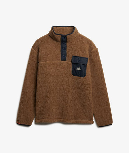 Superdry Fuji Fleece Half Zip Sweatshirt - Pecan Brown