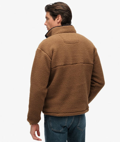 Superdry Fuji Fleece Half Zip Sweatshirt - Pecan Brown