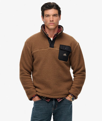 Superdry Fuji Fleece Half Zip Sweatshirt - Pecan Brown