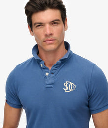 Superdry Vintage Athletic Embroidered Pol Shirt - Bay Blue
