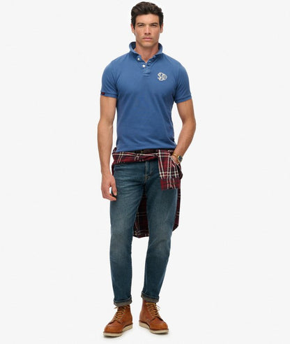 Superdry Vintage Athletic Embroidered Pol Shirt - Bay Blue