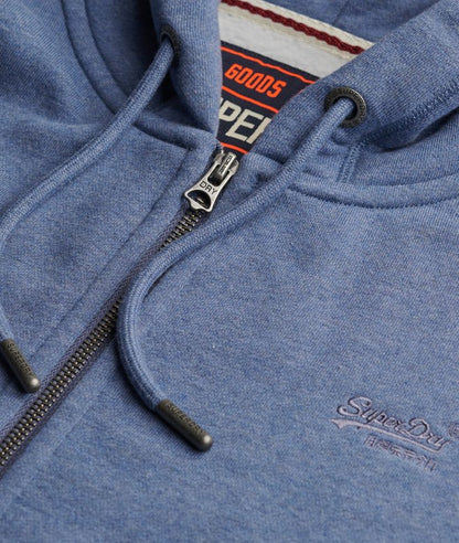 Superdry Essential Logo Full Zip Hoodie - Jeans Blue Marl