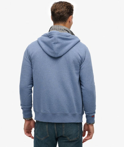 Superdry Essential Logo Full Zip Hoodie - Jeans Blue Marl