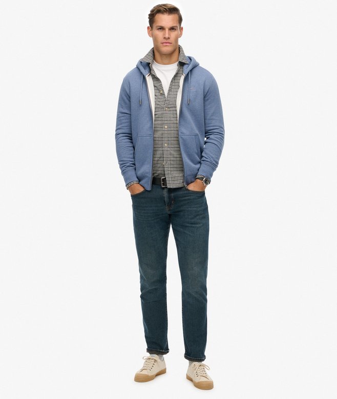 Superdry Essential Logo Full Zip Hoodie - Jeans Blue Marl