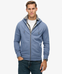 Superdry Essential Logo Full Zip Hoodie - Jeans Blue Marl