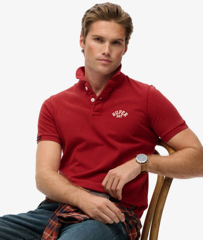 Superdry Vintage Athletic Embroidered Pol Shirt - Preppy Red