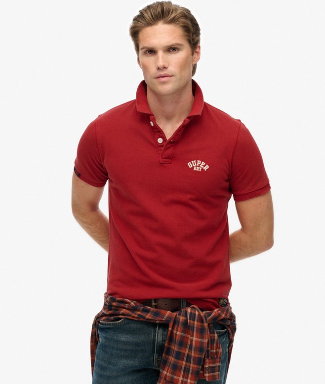 Superdry Vintage Athletic Embroidered Pol Shirt - Preppy Red