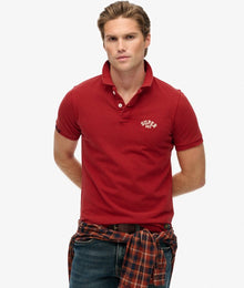 Superdry Vintage Athletic Embroidered Pol Shirt - Preppy Red