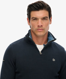 Superdry Cotton Half Zip Knit - Navy