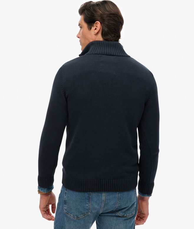 Superdry Cotton Half Zip Knit - Navy