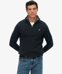 Superdry Cotton Half Zip Knit - Navy