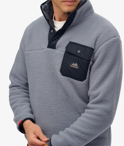 Superdry Fuji Fleece Half Zip Sweatshirt - Wash Denim Blue